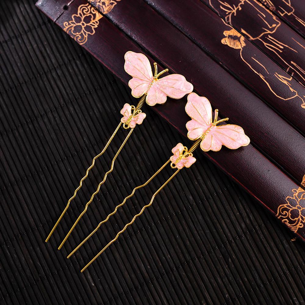 NICKOLAS1 Butterfly Hair Stick DIY Vintage Membuat Hairwear Metal Untuk Wanita Cosplay Pin Rambut Tetesan Minyak