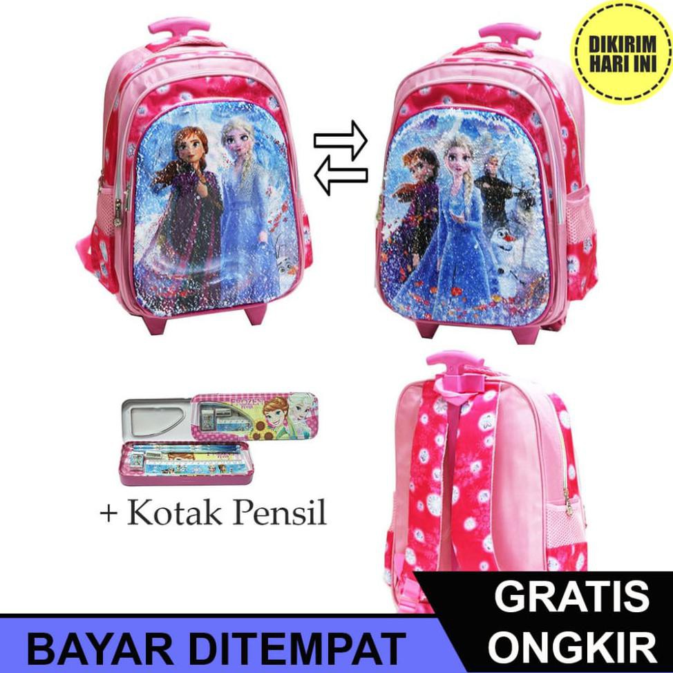 (BAYAR DITEMPAT) JD2585  TROLLEY ANAK PEREMPUAN SD IMPORT - TAS USAP SEQUIN PAYET BERUBAH GAMBAR