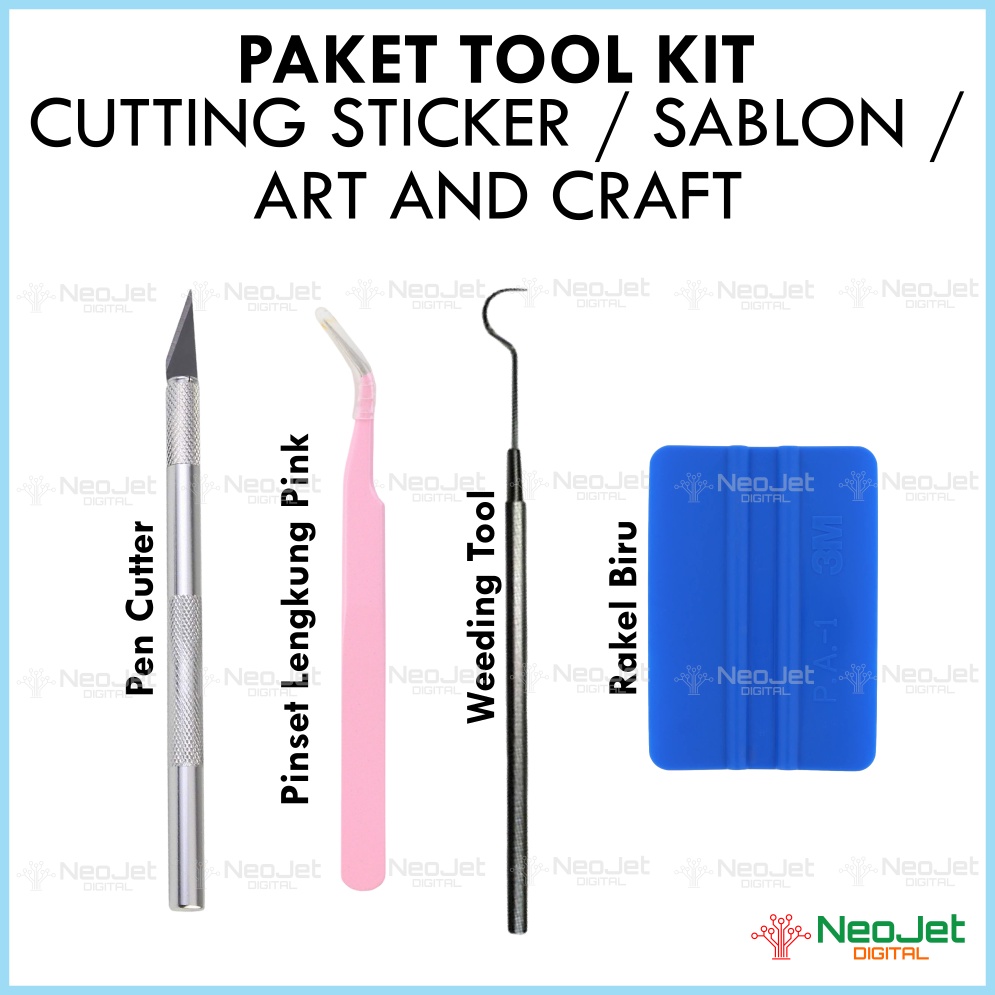 

Paket Tool Kit 4 Alat Bantu Cutting Sticker Stiker Sablon Polyflex Toolkit Set Art and craft