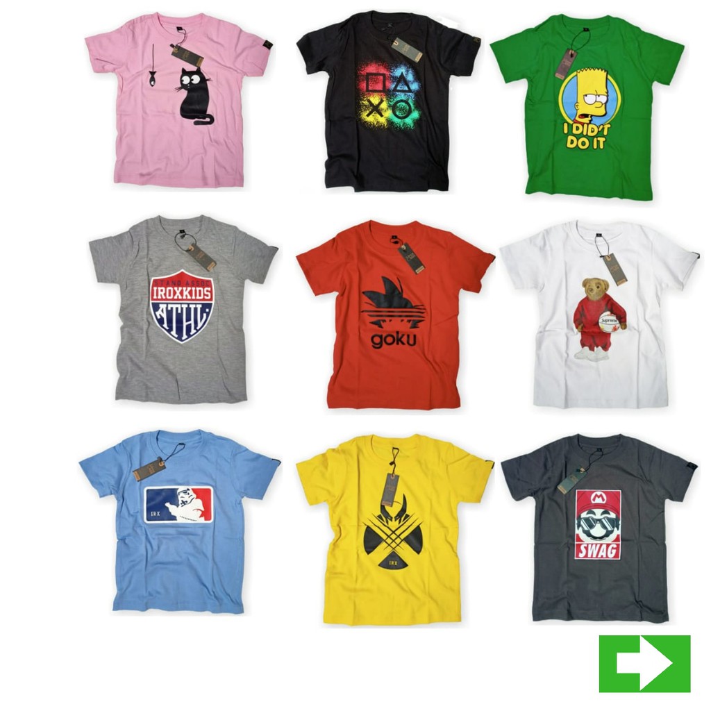  BAJU  KAOS ANAK  LAKI  LAKI  IROX KIDS UMUR  1  2 3 4 5 6 7 8 9 