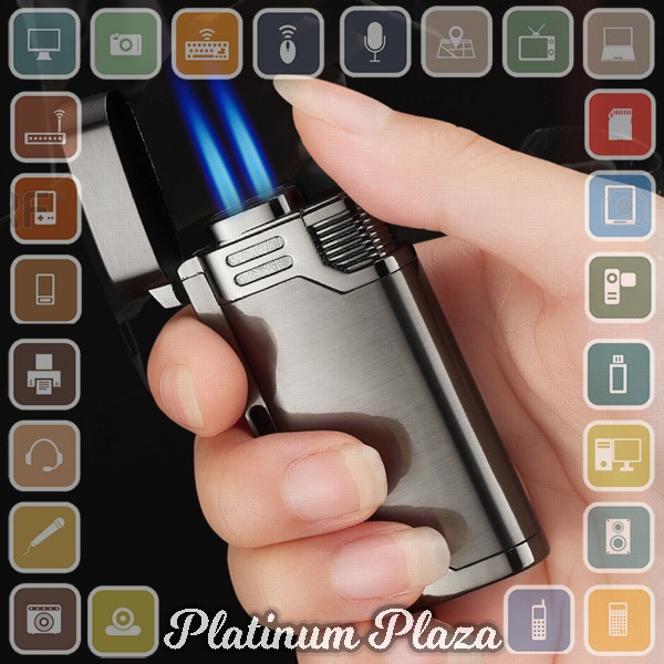 Firetric OLOEY Korek Api Gas Lighter Double Jet Torch - PL-139 - Metallic Black`2MYT2K-