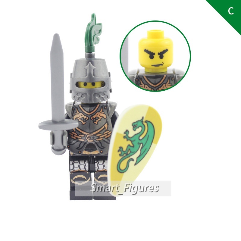 Mainan Action Figure Minifigures Model Kastil Tentara Naga Hijau AX9806