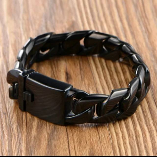 Gelang pria rantai titanium hitam