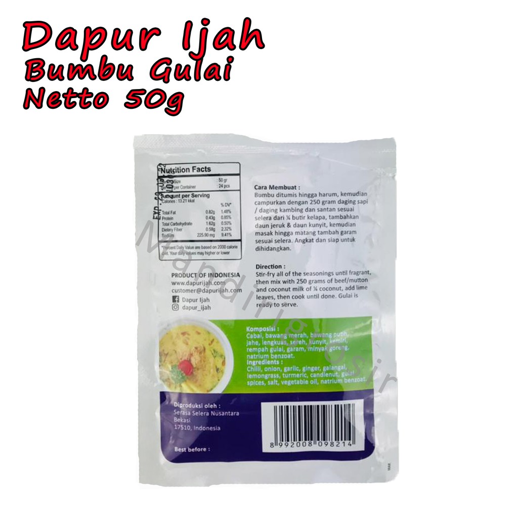 Bumbu Gulai *Dapur Ijah * Bumbu * 50g