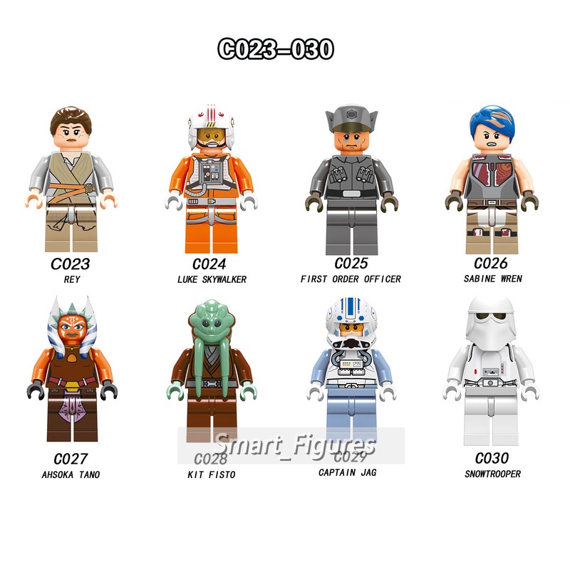 Mainan Action Figure Minifigures Rey Luke Skywalker Kit Fisto Captain Jag Star Wars C023-30 Untuk Hadiah