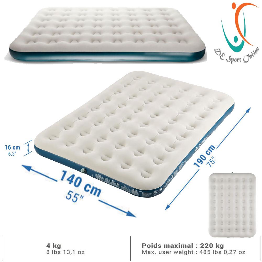 KASUR CAMPING POMPA PRODUK IMPORT MATRAS POMPA MATRAS ANGIN ORIGINAL QUECHUA AIR COMFORT 140 Cm KAP.2 ORANG