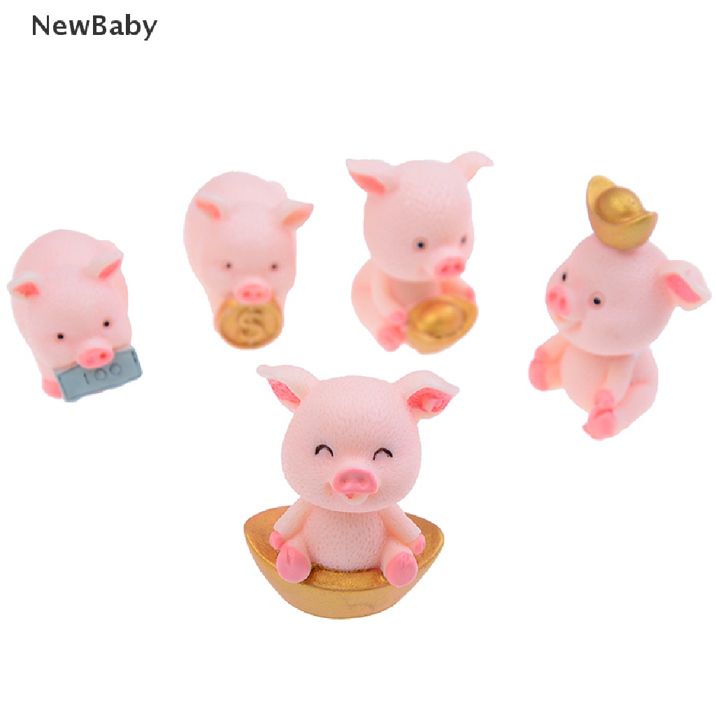 5pcs / set Miniatur Babi Lucu Dekorasi Taman Peri Diy