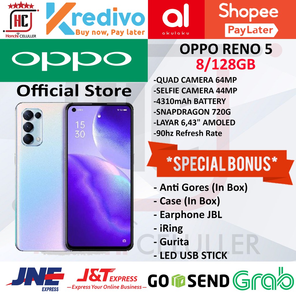 OPPO RENO 5 RAM 8GB ROM 128GB 8/128GB GARANSI RESMI OPPO INDONESIA ORIGINAL FULL BONUS