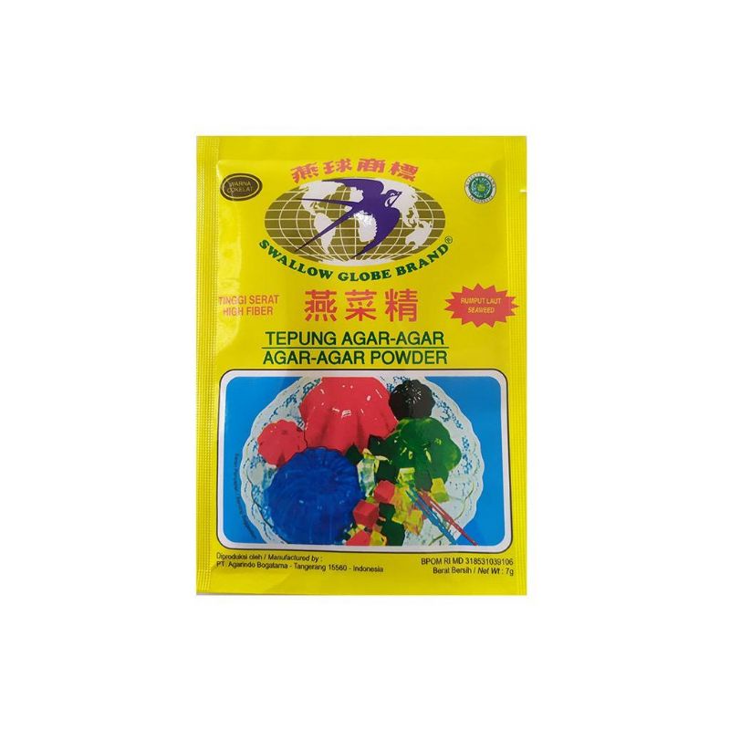 

SWALLOW GLOBE BRAND TEPUNG AGAR AGAR ,AGAR AGAR POWDER KEMASAN 7GRAM