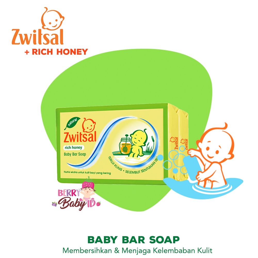 Zwitsal Baby Bar Soap Natural Rich Honey Sabun Batang Bayi 70 gr Berry Mart