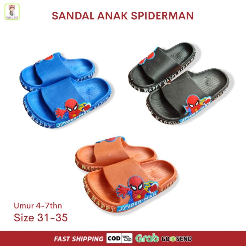sandal gunung anak karet spiderman import new era 19-30 ready bandung bisa COD