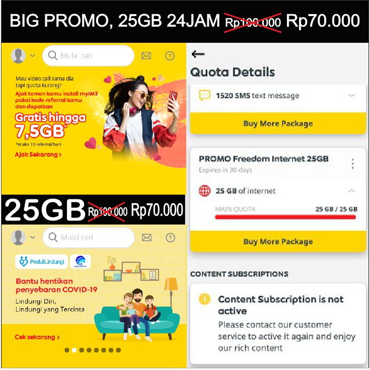 PROMO KUOTA INTERNET 25GB FULL TANPA SYARAT INDOSAT
