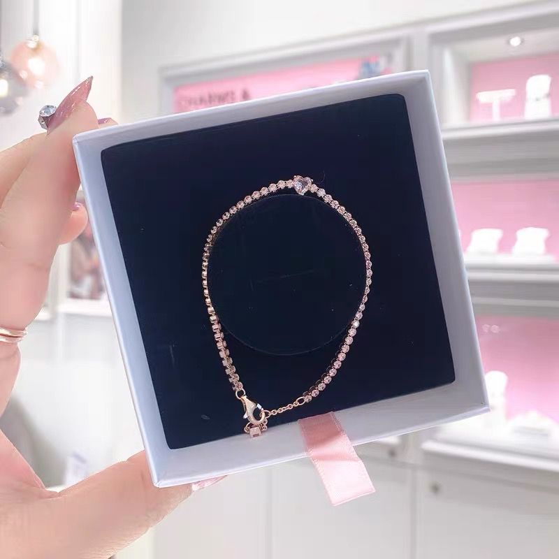 Pandora Gelang 925 Silver Bentuk Hati Hias Berlian Kubik Zirkonia Dapat Disesuaikan Untuk Wanita