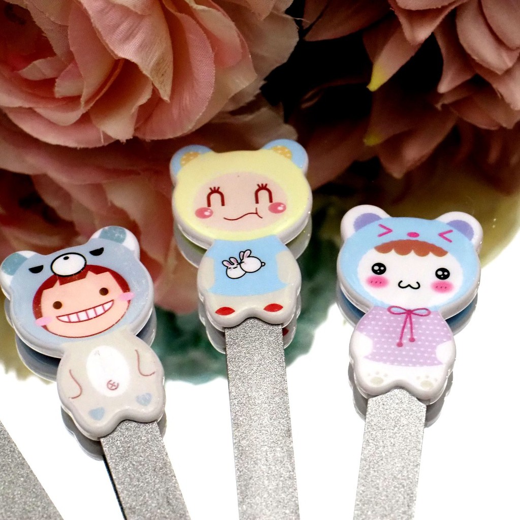 Kikir Kuku Manicure Pedicure Karakter Alat Kikir Kasar Asahan Kuku Stik Pengkilap Kuku Silver Nail Art Lucu Portable