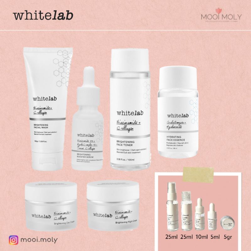 [Share in jar] WHITELAB Brightening Face Wah Toner Essence Serum Day Cream Night Cream