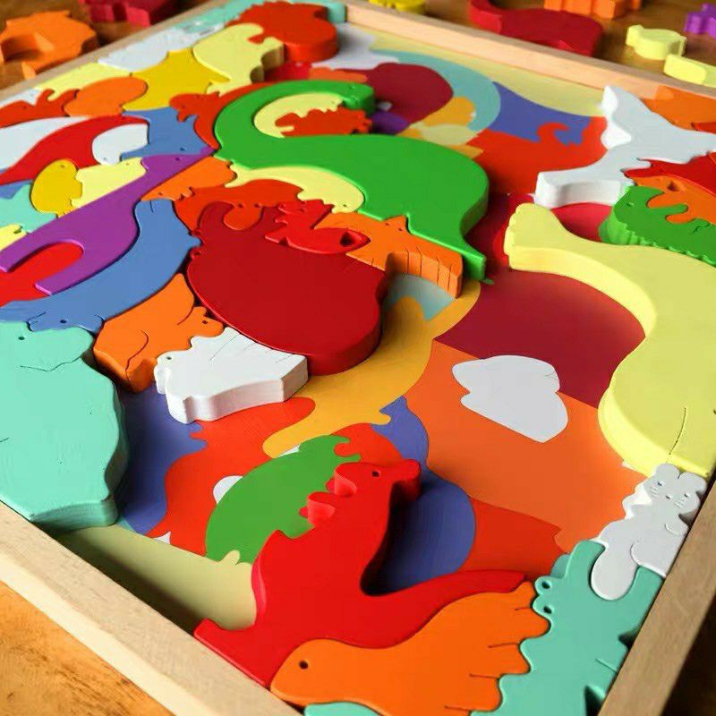 multifunction wooden animal chunky puzzle + balance game