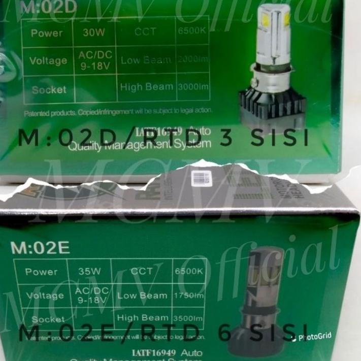 New LAMPU LED MOTOR RTD 6 SISI / 3 SISI 100% ORIGINAL GARANSI AC DC + KIPAS BOHLAM DOP LAMPU DEPAN U