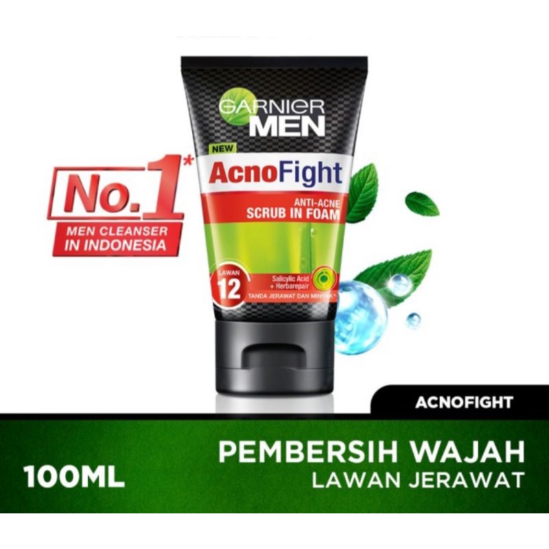 Garnier Men Acno Fight Anti-Acne Scrub In Foam Cleanser 100 ml