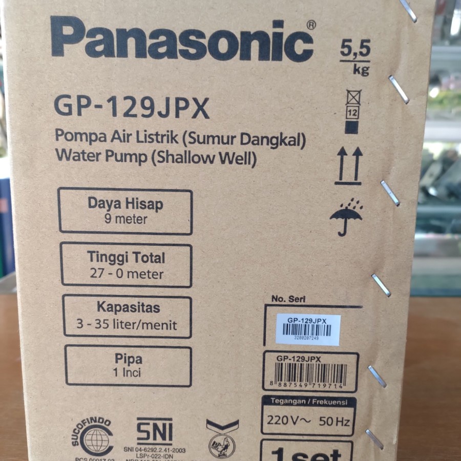 POMPA AIR PANASONIC GP129JPX GP 129 JPX MANUAL 125W 125 WATT SUMUR DANGKAL NON AUTO