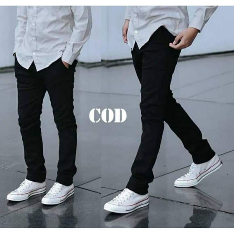 CELANA CINO Panjang Pria  Slimfit KERJAHARIAN Santai Casual Formal Hitam Abu Cream Mocca Size 27-38