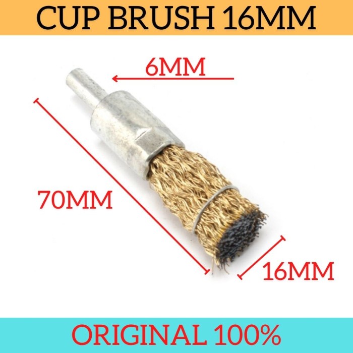 Wire Cup Brush Brass 16mm Kuningan Sikat Kawat Rotary AS 6mm