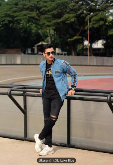 Jaket Jeans Bomber Pita Bordir Pria Jaket Jeans Bomber Roca Fella Jaket Jeans Bomber Distro