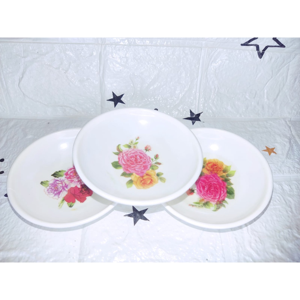 Mangkok Sambal Mangkuk Bulat Melamin Motif Bunga Souvenir Murah Ecer Satuan