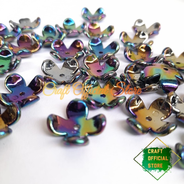 Manik Manik Kelopak Bunga Clover Metalik Manik Mote Cangkang Bahan Craft