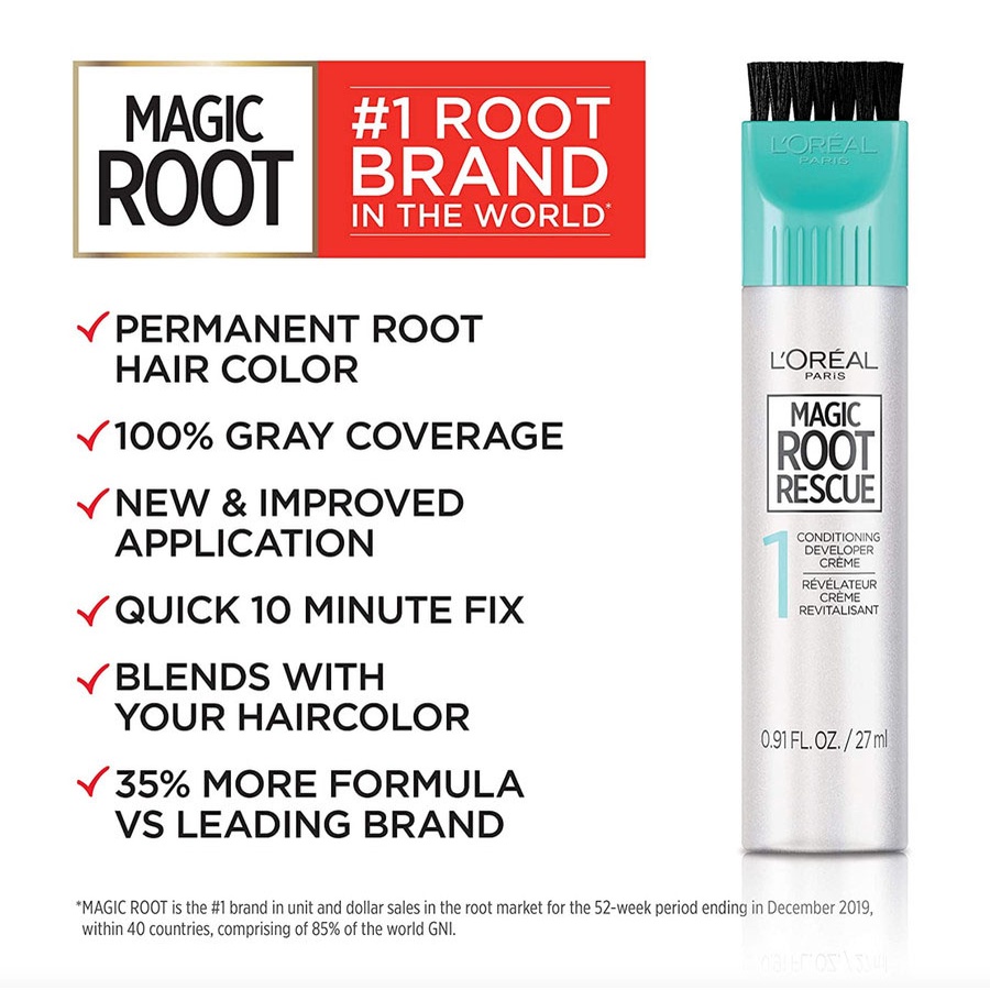 Loreal Magic Root Rescue 9 Pewarna Akar Rambut Alami Permanen 1 Coloring Kit ORI USA