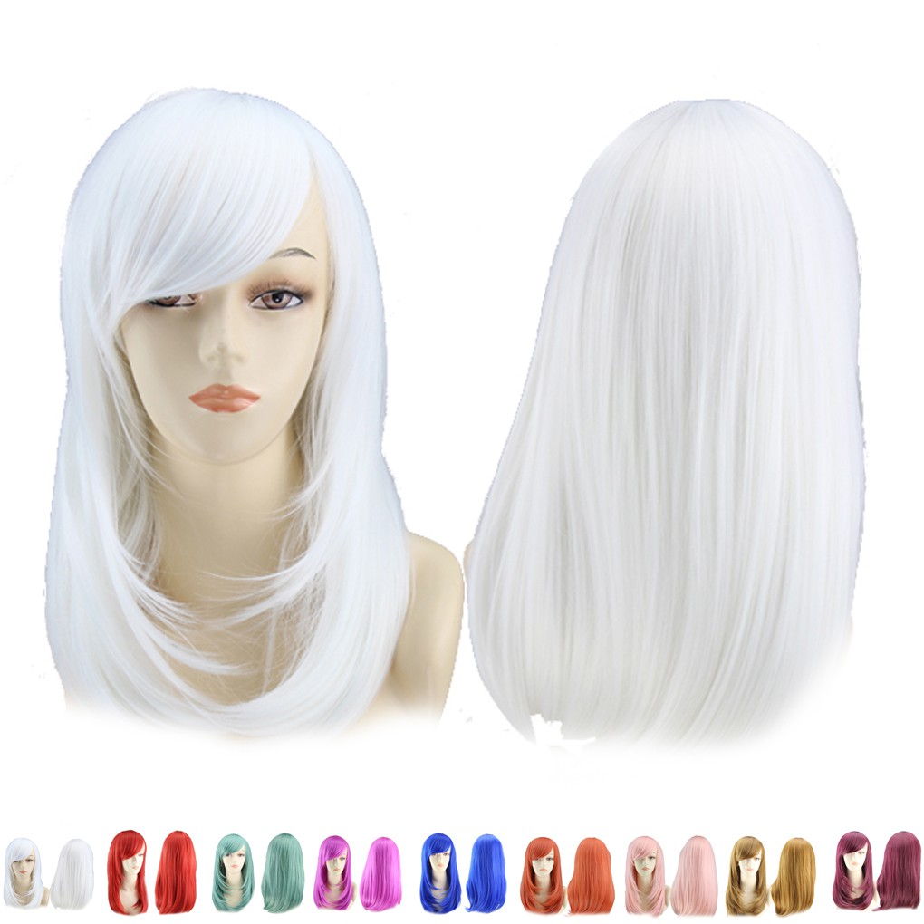 Wig Wanita Panjang Medium Kepala Pir Warna warni Style Pop Wig Wanita Panjang Medium Kepala Pir Warna warni Style Pop