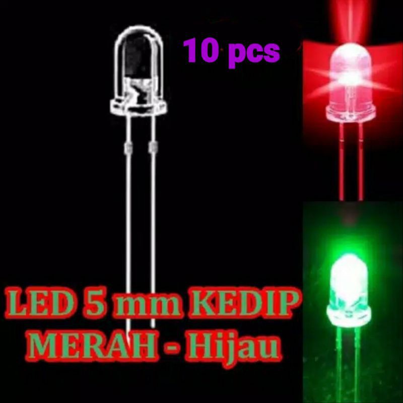 LED 5mm 2 warna Merah hijau 10 pcs