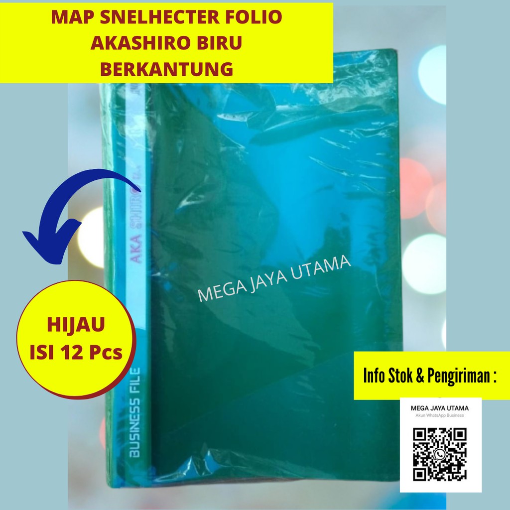 BUSINESS FILE - MAP PLASTIK BERACCO - MAP SNELHECTER UKURAN FOLIO MERK AKASHIRO WARNA HIJAU KANTUNG