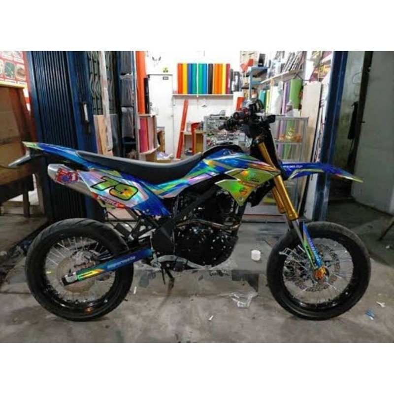 DECAL STICKER KLX BF / DTRACKER NEW (CRF,WR155,KLX OLD) FULL HOLOGRAM BAHAN MAXDECAL 01