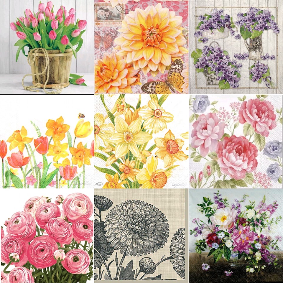 TISU NAPKIN DECOUPAGE EROPAH – Flower Motif L