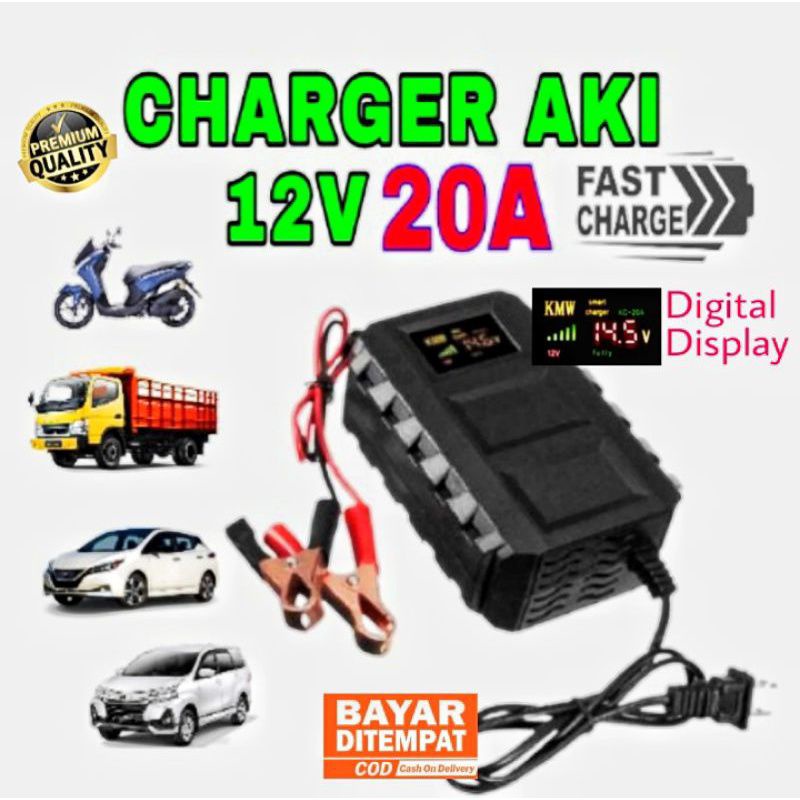 Cas aki charger accu ces aki Truk Mobil 12V 20A smart fast charging truck mobil