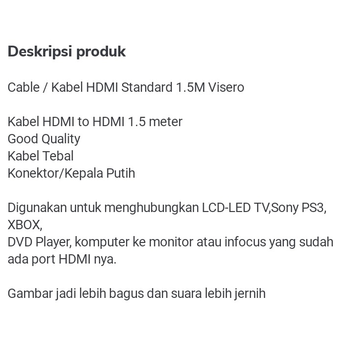 KABEL HDMI HITAM ( 1,5 METER)