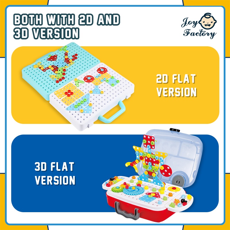 Puzzle Kreatif 3D Sekrup Mainan Anak-anak Bor Set Sekrup Anak-anak Kotak Alat Mainan DIY Perakitan Jigsaw Blok Bangunan.