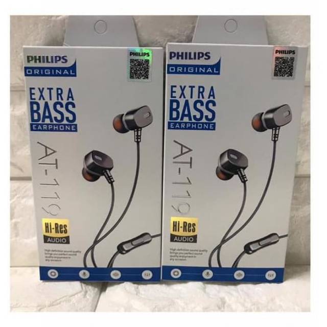 PHILIPS AT-119 - Headset PHILIPS AT-119 Universall dengan Mic