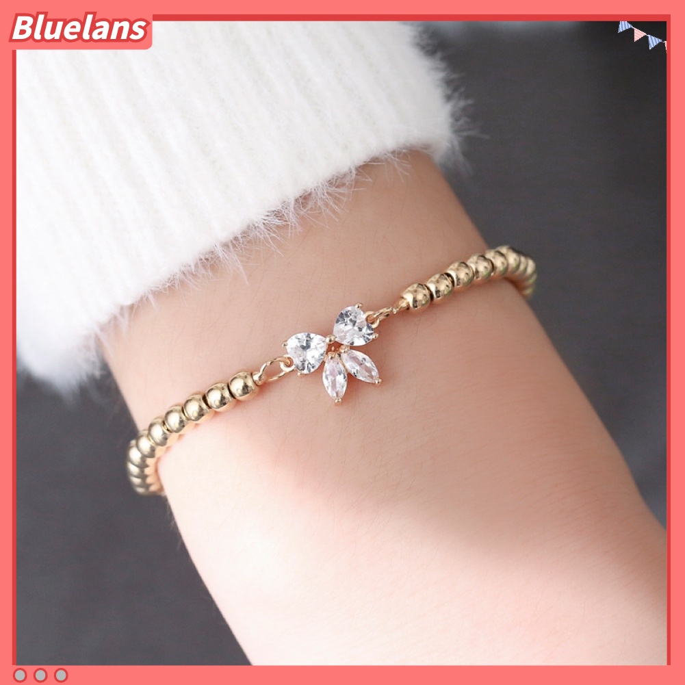 Bluelans Women Fashion Adjustable Cubic Zirconia Bow-Knot Design Bracelet Jewelry Gift