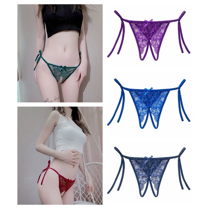 G String Sexy Open Crotch Tali disesuaikan Transparan Celana Dalam Low Waist Panties 3C250