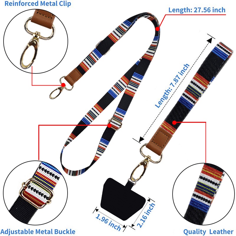 Panjang + Pendek Leher Lanyard Tali Pergelangan Tangan Universal Crossbody Ponsel Tali dengan Menghubungkan Pad untuk Ponsel Case Gantungan Kunci ID Card Anti-Drop Sling