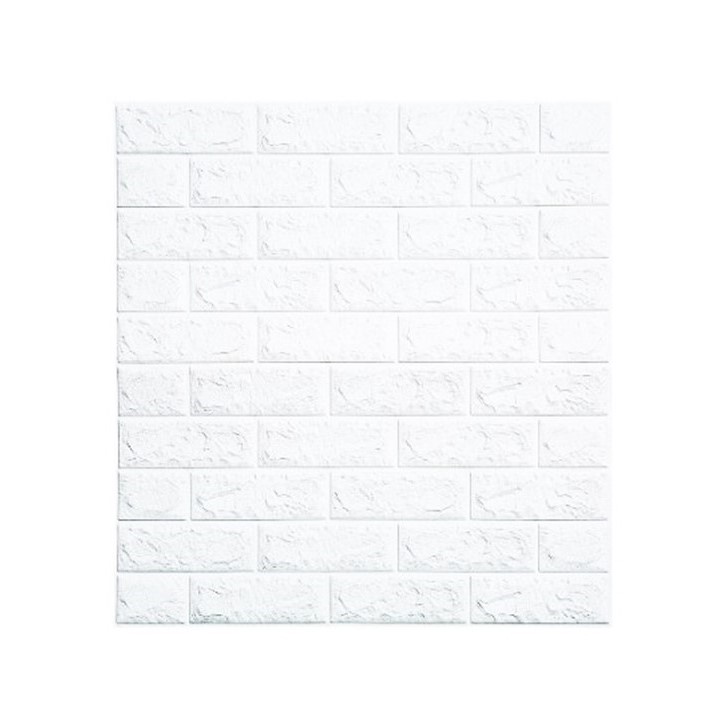 [COD] Wallpaper Bata sticker 3D Foam 3mm Warna Warni / Wallpaper sticker brick 3D Foam rekat anti air-Putih