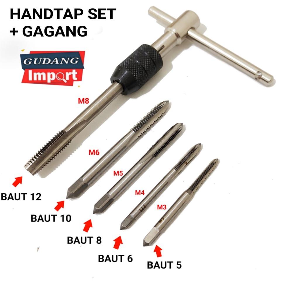 Harga Termurah.. HAND TAP HANDTAP + MATA BOR SET HANDTAB HAND TAB SENAI PEMBUAT DERAT ULIR BAUT 46
