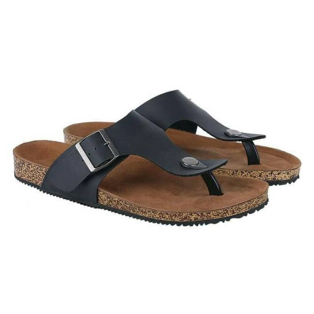 Sandal Distro Pria Kulit Asli Hitam DZ