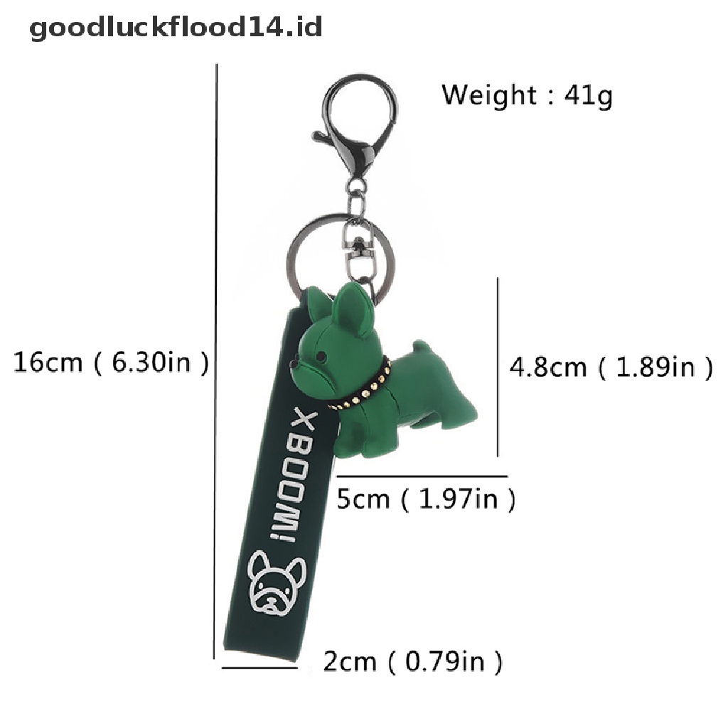 [OOID] Fashion French Punk Bulldog Keychain Leather Dog Keychains For Women/Men's Bag ID