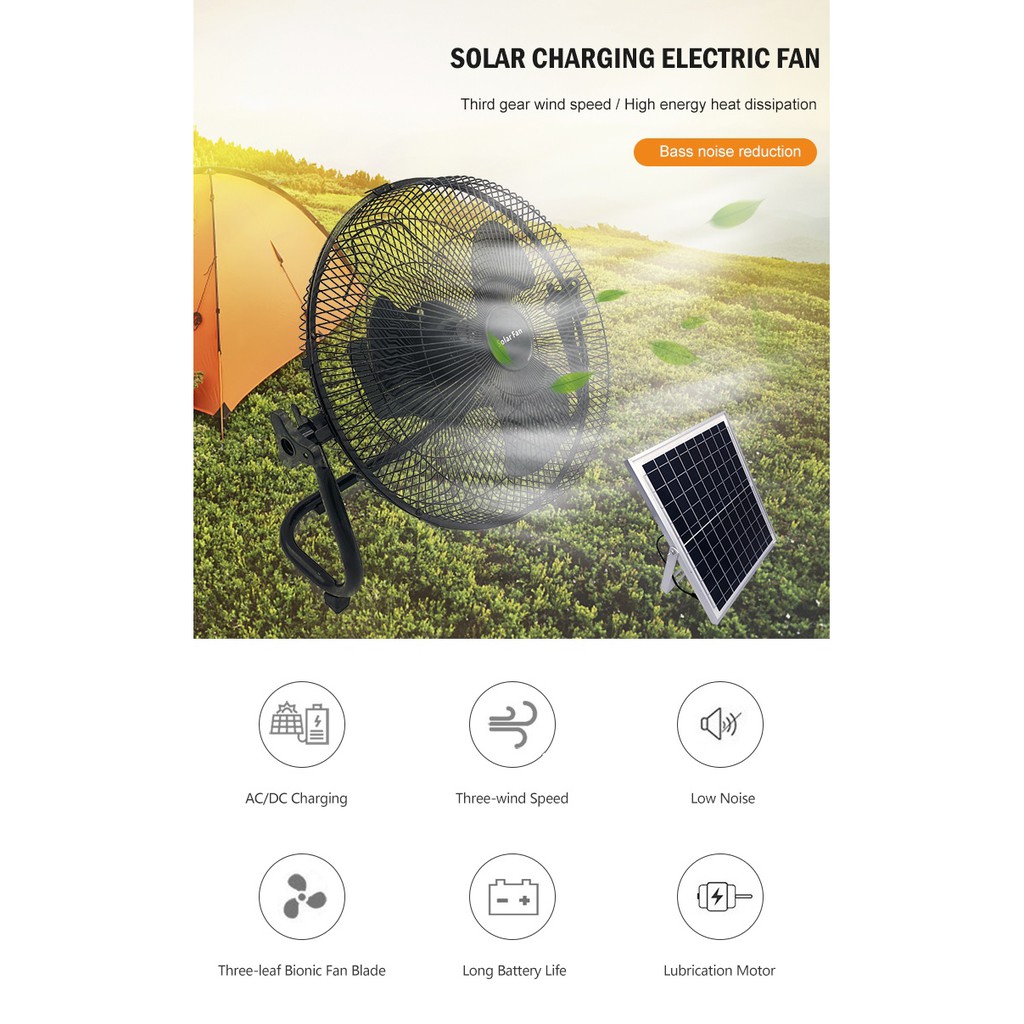 AKN88 - HXT-118 - Solar Charging Electric Fan 15W - Kipas Angin Tenaga Surya