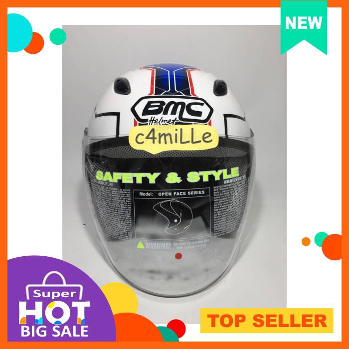 Helm Bmc Milan Avenger Captain America #02 White Blue Half Face