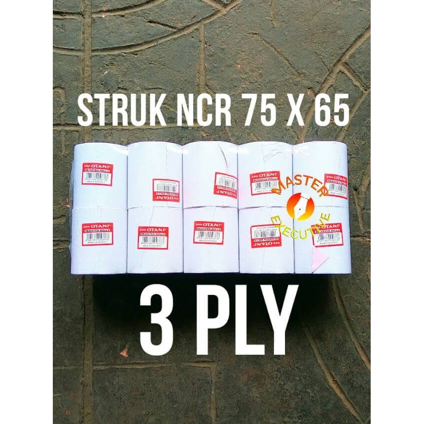 [Pak - 10 Roll] Otani 75 x 65 x 3 Ply Kertas Struk Kasir / Rangkap Putih-Mrh-Kng POS