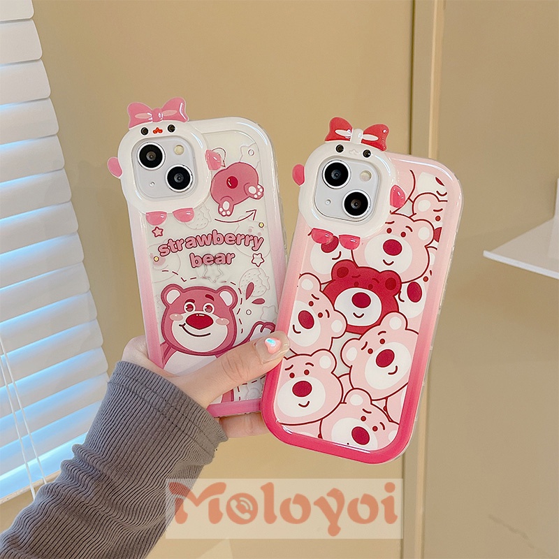 Soft Case TPU Motif Kartun Beruang Lotso 3D Untuk IPhone 7Plus XR 11 13 12 14 Pro MAX 6 6S 7 8 14 Plus X XS MAX SE 2020