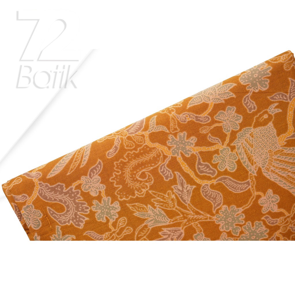 KAIN BATIK PREMIUM Bahan Katun Motif Burung Murai Warna Coklat Hijau 721809 Cap 72 Jarik Jarit Samping Kebat Panjang Batik Katun Modern Premium Bahan Seragam Batik Pernikahan Kantor Keluarga Murah Kamen Jadi Batik Bali Lembaran